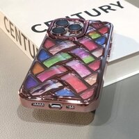 Ốp Điện Thoại Silicon Mềm Vân Đan Chéo Mạ Kim Tuyến Sang Trọng Cho iPhone 14 13 12 Pro Max 14Pro 13Pro 12Pro