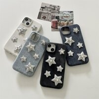 Ốp Điện Thoại Silicon Phối denim Đính Đá Cho iphone 15 15promax 14 14pro 14max 13promax 12 12promax 11