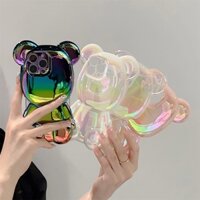 Ốp Điện Thoại Silicon TPU Mạ Màu Hình Gấu 3D Cho iPhone 14 13 12 11 14 Pro Max 13pro