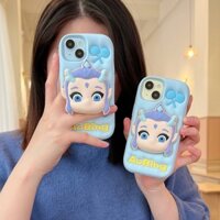 Ốp điện thoại silicone hoạt hình sáng tạo có chân đế thu gọn phù hợp cho Apple 16 Pro Max iPhone 13/14/15 Pro Max/12, bảo vệ toàn diện chống sốc, mềm mại