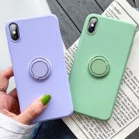 Ốp Điện Thoại Silicone Lỏng Kèm Móc Xỏ Ngón Kim Loại Cho iPhone XS Max XR X 6 S 7 8 Plus iPhone8 7Plus 8Plus