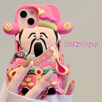 Ốp Điện Thoại Silicone Mềm Chống Sốc In Hình Thần Tài 3D Cho iPhone 15 Pro Max 14 13 12 11