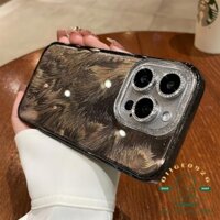 Ốp điện thoại sợi lông vũ lấp lánh iphone15 Pro Max 14 13 12 11 vỏ cho vỏ iPhone TPU silicon mềm vỏ chống sốc