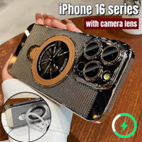 Ốp điện thoại tản nhiệt mạ iphone 16 Pro Max Plus Ốp lưng từ tính iphone 14 15 Pro Max Ốp lưng iphone 11 12 13 Pro Max Ốp lưng sang trọng có giá đỡ Vỏ điện thoại vàng chống sốc