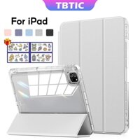 Ốp điện thoại TBTIC cho IPad Case Air 5 4 10.9 Pro 11 10th 9th 8th thế hệ thứ 7 10.2 Vỏ Acrylic trong suốt có giá đỡ bút chì