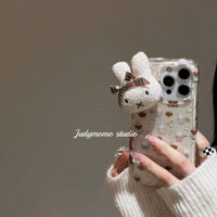 Ốp điện thoại thỏ nhồi bông 3D tương thích với iPhone 16 Pro Max/15/14/13/12