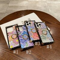 Ốp điện thoại thời trang cho Iphone 16 Promax Plus Pro 15 14 13 12 11 Pro XR XS XS Max hình vuông sơn dầu Hoa Nhẫn Ốp Silicon mềm Ốp lưng Ốp lưng