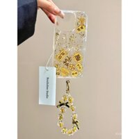 Ốp điện thoại thương hiệu xu hướng Ins, vàng lá, cát lỏng, thần tài, tương thích với iPhone 15 Pro Max, Apple 12, 11, Plus, nam nữ, 14 Pro, nổi tiếng trên mạng, 13 Pro, chống sốc, 16 Pro Max, ốp bảo vệ vòng tay