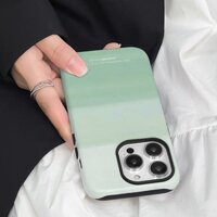 Ốp điện thoại toàn diện chống sốc Green Gradient Apple 15 / 14Pro 13Pro Vỏ phim hai trong một cạnh tròn Shiny Sur