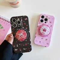 Ốp điện thoại TPU chống sốc hình anh đào màu đen màu hồng cho Apple IPhone 16 15 14 13 12 Pro Max