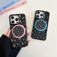 Ốp điện thoại TPU màu đen hình hoa màu xanh hồng cho Apple IPhone 16 15 14 13 12 Pro Max