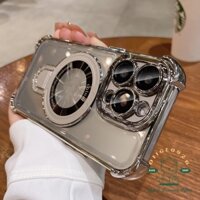Ốp Điện Thoại tpu Mềm Mạ Điện Màu Sắc Xinh Xắn Có Giá Đỡ Cho iphone15 14 13 12 11 pro max 15
