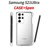 Ốp Điện Thoại Trong Suốt Chống Rơi Có Ngăn Đựng Bút Cảm Ứng Cho Samsung Galaxy S21 Ultra 5G s pen SPEN stylus