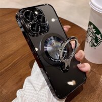 Ốp Điện Thoại Trong Suốt Có Vòng Nhẫn Giá Đỡ Kim Loại Từ Tính Cho iphone 15 11 12 13 14 15 pro max 15 plus