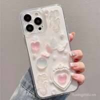Ốp điện thoại trong suốt hình trái tim bướm 3D cao cấp tương thích với iPhone 16 Pro Max 15 Pro Max 14 Pro Max 13 Pro Max 12 Pro Max 11 Pro Max 7/8 Plus X/XS/XR/XS Max
