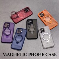 Ốp Điện Thoại Trong Suốt Kèm Giá Đỡ Nhẫn Từ Tính Cho IPhone 12 13 14 15 Pro Max