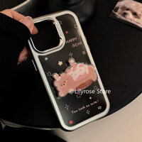 Ốp Điện Thoại Trong Suốt Mạ Điện Cho iPhone 16 15 14 13 12 Pro Max iPhone Case 14 Pro Ins Cake Bear