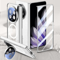 Ốp điện thoại trong suốt mạ sang trọng cho OPPO Find N5 FindN5 Giá đỡ ống kính hợp kim từ tính Vỏ cứng