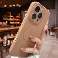 Ốp Điện Thoại Từ Silicon Lỏng Sa Mạc Titan Cho iPhone 11 12 13 14 15 16 Pro Max 16 15 14 Plus Camera Ống Kính Pha Lê Phim Bảo Vệ Vỏ Chống Sốc Matte Chống Trượt Ốp Lưng