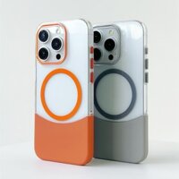 Ốp Điện Thoại Từ Tính 2 Trong 1 Trong Suốt Hit Color Cho iPhone 15 11 12 13 14 Pro Max 14 15 Plus Sạc Không Dây Nút Kim Loại Pha Lê Bảo Vệ Mặt Sau PC Cứng Chống Sốc