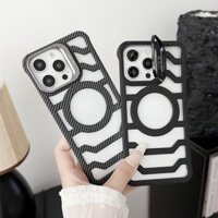Ốp điện thoại từ tính bằng sợi Carbon không khung HOCE cho iPhone 12 13 14 15 16 Pro Max có giá đỡ ống kính tản nhiệt Ốp lưng PC cứng