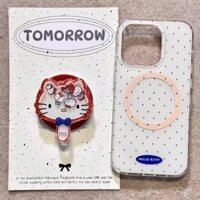 Ốp điện thoại từ tính chống sốc toàn màn hình màu đỏ chấm bi tương thích với iPhone 16 Pro Max, lỗ lớn 14, chân đế từ tính xoay 16, ốp mềm chống sốc 13, 15, mới X XR Xs Max TAAK