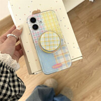 Ốp điện thoại từ tính họa tiết kẻ sọc chấm bi 16 Pro 15 Pro Max tương thích với 13 Pro và 14 Pro