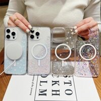 Ốp Điện Thoại Từ Tính Lấp Lánh iPhone 15 14 13 12 Pro Max Bling Sequin Vỏ Điện Thoại Cho iPhone 14 / 15 Plus Thời Trang Nữ
