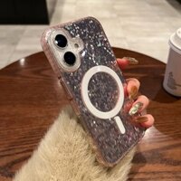 Ốp điện thoại từ tính lấp lánh toàn màn hình đơn giản thời trang cho IPhone 16 15 14 13 12 Pro Max cho vỏ sạc không dây IPhone11