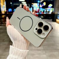 Ốp điện thoại từ tính mạ điện màu xám titan sang trọng màu xám cho iPhone 16 Pro Max 11 12 13 14 15 Pro Max Vỏ cứng Vỏ chống sốc Bảo vệ toàn diện