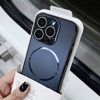 Ốp điện thoại từ tính mờ Nano mạ sang trọng iPhone 11 12 13 14 15 16 pro max plus ip 14prm Vỏ bảo vệ ống kính pha lê