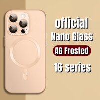 Ốp Điện Thoại Từ Tính Sa Mạc Titan AG Matte Nano Glass Cho iPhone 16 Pro Max 11 12 13 14 15 Pro Vỏ Điện Thoại Cứng Bảo Vệ Ống Kính Máy Ảnh Ốp Lưng Chống Sốc