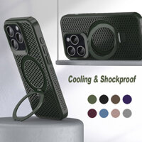 Ốp điện thoại từ tính tản nhiệt mùa hè cho iPhone 15 14 13 12 11 Pro Max 15 Plus Lưới làm mát Vỏ sạc không dây