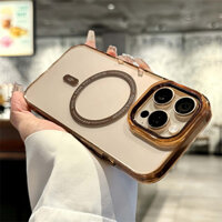 Ốp Điện Thoại Từ Tính Titan Sa Mạc Cho Iphone 16 Pro Max 11 12 13 14 15 Pro Max 14 15 16 Plus Vỏ Cứng PC Trong Suốt Vỏ Chống Sốc