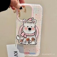 Ốp điện thoại từ tính Zhuimo Plaid West Highland Shaker, tương thích với iPhone 16, 15 Pro Max, 13, 14, 12, 11, X, XR, Xs Max, 12 Pro, NXL8, chống sốc, có lỗ lớn, dễ thương và mềm mại.