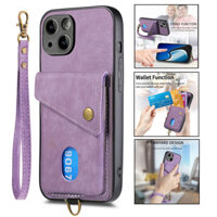 Ốp Điện Thoại Ví Cho iPhone 13 12 Pro Max Mini Từ Thẻ Đựng Túi Retro Da Điện Thoại