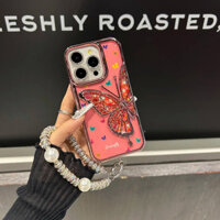 Ốp Điện Thoại Vòng Tay Bướm 3D Thời Trang Cho iPhone 11 12 13 14 15 Pro Max Chống Rơi Bảo Vệ Ống Kính Vỏ Mềm Bảo Vệ Điện Thoại