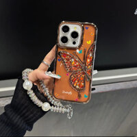 Ốp Điện Thoại Vòng Tay Bướm 3D Thời Trang Cho iPhone 16 11 12 13 14 15 Pro Max 16 15 plus Chống Rơi Bảo Vệ Ống Kính Vỏ Mềm Bảo Vệ Điện Thoại