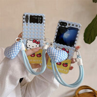 Ốp Điện Thoại Vòng Tay Hello Kitty Dễ Thương Cho Samsung Galaxy Z Flip 3 4 5 6 Z Flip5 ZFlip5 ZFlip5 Ốp Lưng Cứng Chống Sốc
