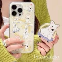 Ốp điện thoại West Highland White Terrier phong cách Ins, giá đỡ từ tính, tương thích với iPhone 14/15, chống sốc 13/12 Pro Max, dễ thương 11X, lỗ lớn MJ6Y