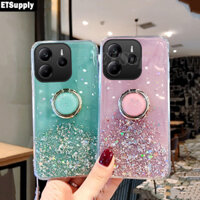 Ốp điện thoại Xiaomi 14T Pro Poco X7 Shiny ring Long Lanh Mềm Trong Suốt Giá Đỡ Đứng Ốp Lưng Có Nhẫn Ngôi Sao Mặt Trăng Bé Gái Ốp Lưng Redmi Note 14 15 Pro Plus 14C