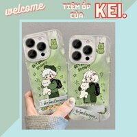 Ốp đôi boy girl xinh mặt lưng lông vũ kèm giá đỡ cho các dòng máy iphone/samsung/oppo/vivo/xiaomi