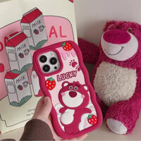 Ốp Gấu Dâu Lucky thư giãn -ốp lưng iphone đủ các dòng máy- hot trend - xu hướng hiện nay - khuyến mãi sập sàn