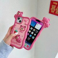 Ốp Gấu Hồng Cute Leo cam - ốp lưng iphone đủ các dòng máy- hot trend - xu hướng hiện nay - khuyến mãi sập sàn