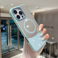 Ốp Gương Sang Trọng Điểm Kim Cương Thời Trang Pha Lê Từ Tính Ốp lưng Iphone16 15 14 13 12 11 Promax Bling Phong Cách Bảo Vệ Mặt Sau Chống Sốc