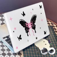 Ốp In Hình Bướm Mát Có Vỏ Phím + Bộ Chuyển Đổi Mini Cho 2024 Macbook Air M3 A3113 A3114 Pro14 M3 A2991 A2992 A2918 2022-23 Air M2 A2681 A2941 Pro13 M2 A2338 Air M1 A2337