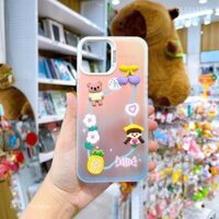 Ốp IP 12 Pro Max nhám phản quang đính sticker Gấu Keep Happy