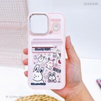 Ốp IP 13 Pro Max dẻo in thỏ Family Mart nút bạc