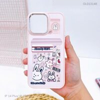Ốp IP 14 Plus/15 Plus dẻo in thỏ Family Mart nút bạc