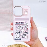 Ốp IP 14 Pro Max dẻo in thỏ Family Mart nút bạc